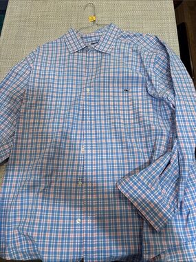 Vineyard Vines Blue and Pink Plaid Button-Down Shirt